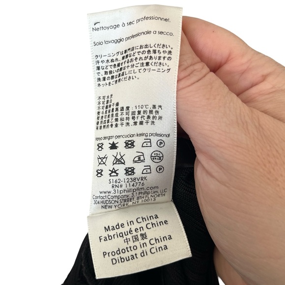 3.1 Phillip Lim Short Sleeve Ribbed Tie Front Shirt Black Womens Size Medium - Picture 9 of 10